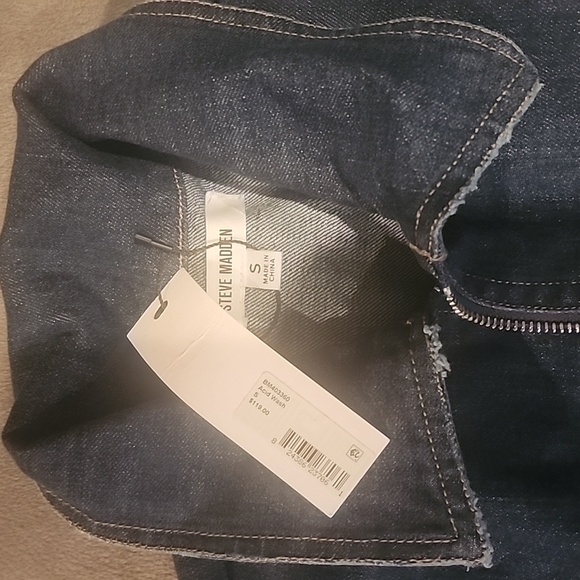 NWT Steve Madden "Nissa" Distressed Denim Smock-Waist Jumpsuit Size Small - Picture 6 of 16